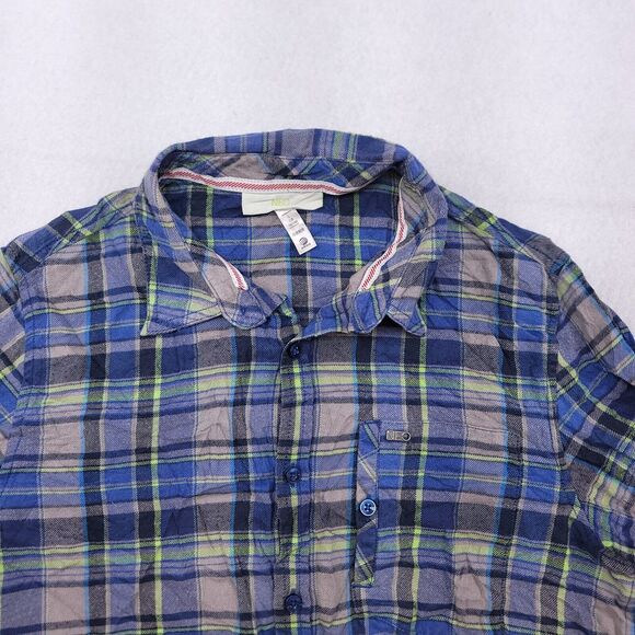 Neo Madras Flannel Button Up Long Sleeve Shirt Mens Size Large L Blue Green - Picture 1 of 10